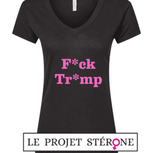 T-shirt "Fuck Trump" NOIR + écriture rose **